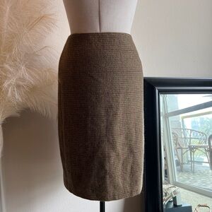 Vintage Ralph Lauren Brown Green Plaid Pencil Skirt Classic Timeless Style